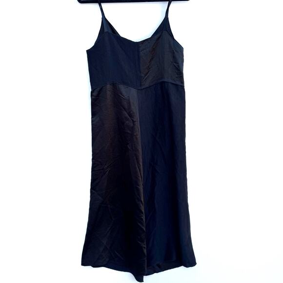 ZARA ZW Collection Black Satin Slip Midi Dress Medium - Picture 7 of 12